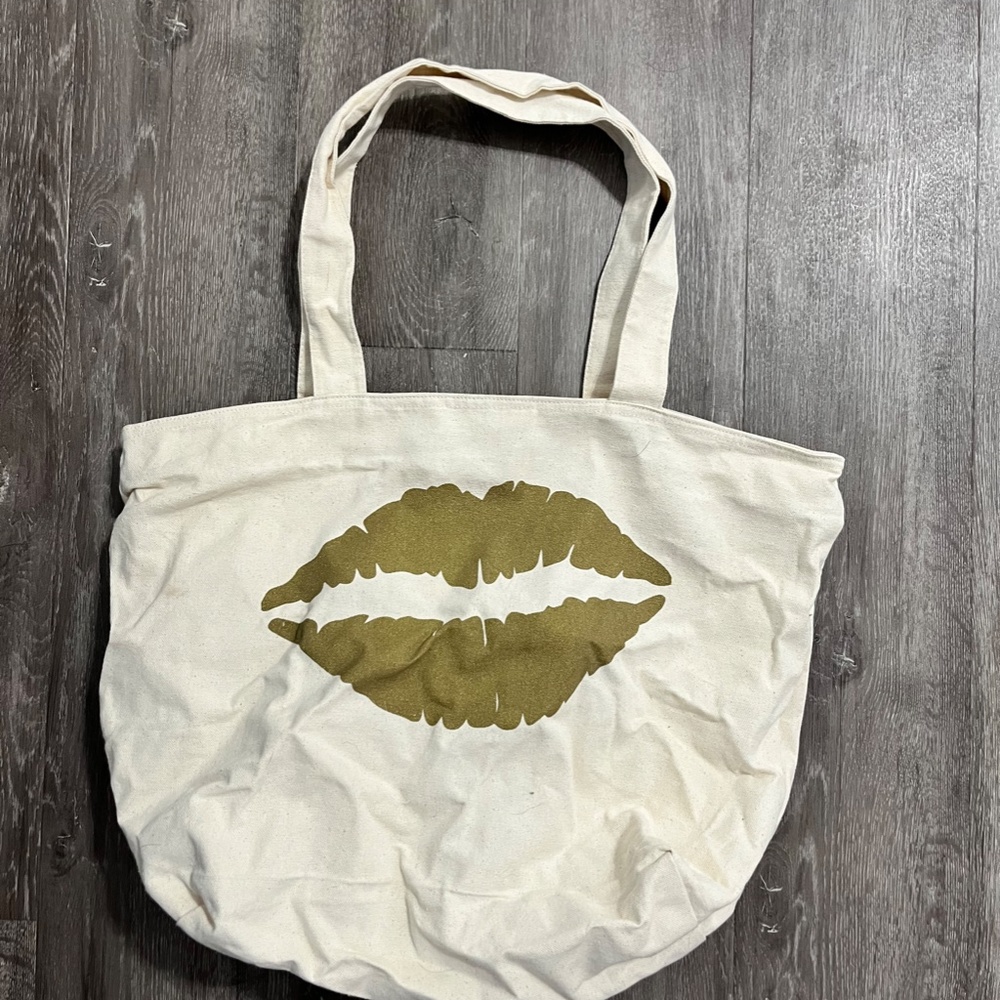Gold Lip Canvas Tote/Travel Bag